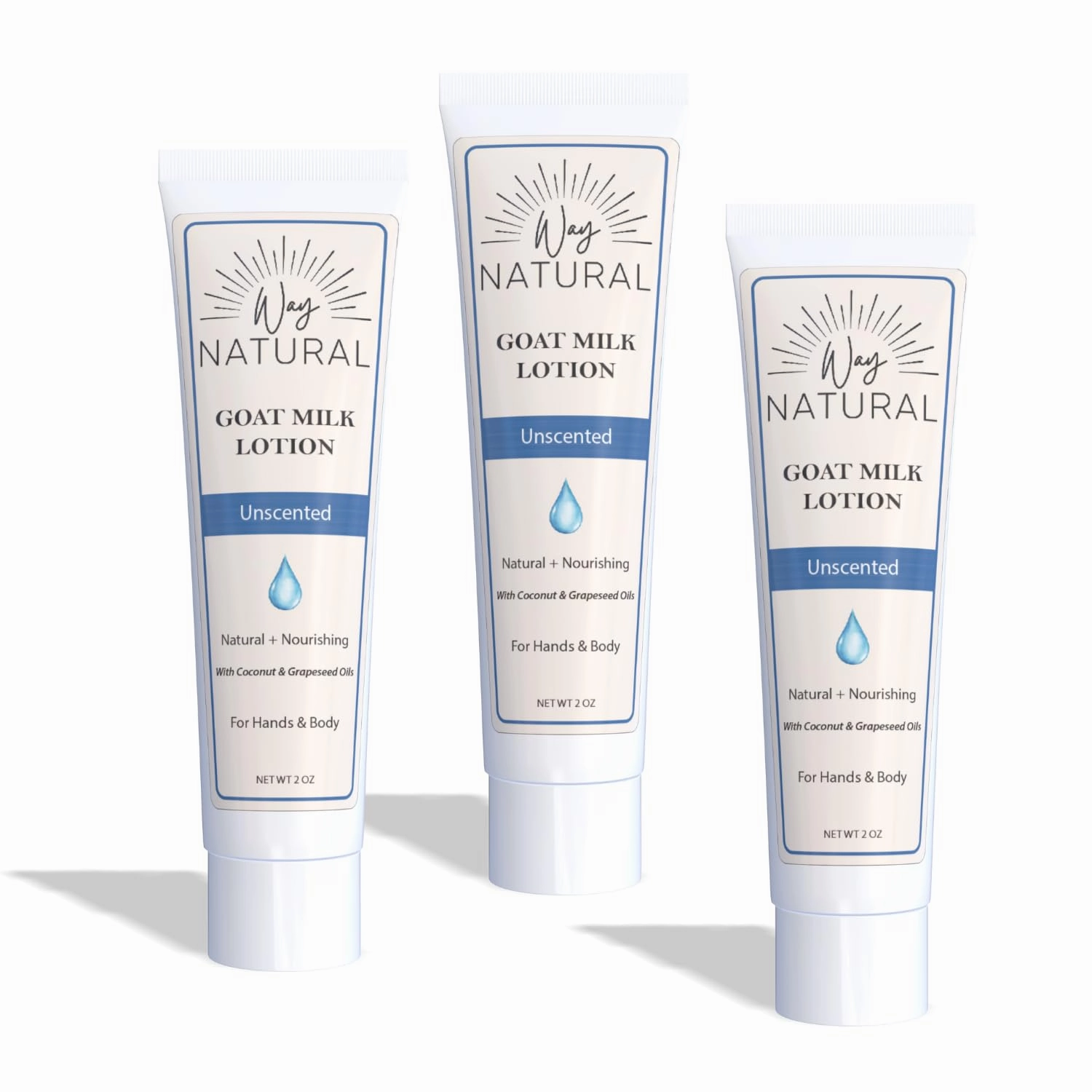 Goat Milk Lotion, Unscented - Body & Hand Lotion Travel Size Set - Dry Skin Relief, USA Made - Goat Milk Hand Cream for Women & Men - 3 (2oz) Tubes