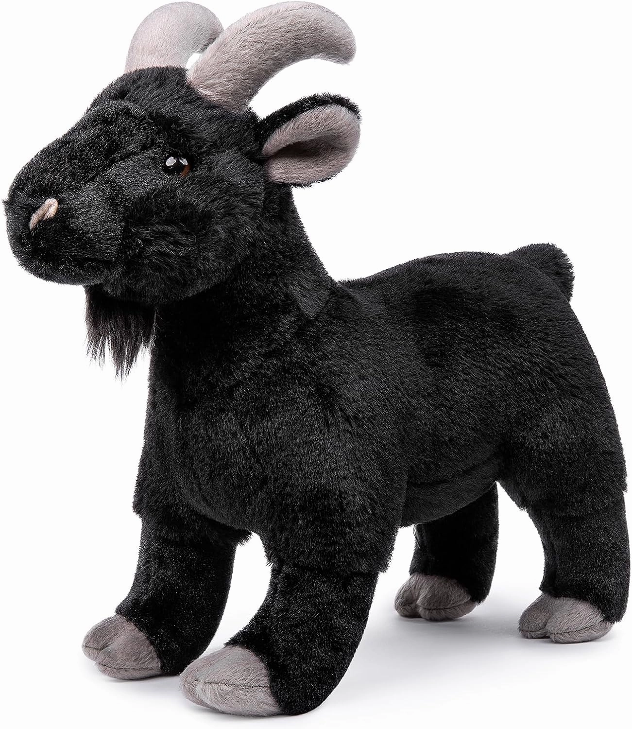 Goat Plush Toy - Lifelike 12” Black Goat Stuffed Animals, Soft Black Goat Stuffed Toys, Unique Plushie Toys Model Dolls Collection for Kids