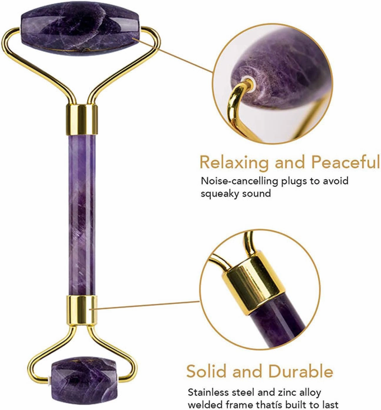 Gouache Roller and Facial Gua Sha Set Natural Amethyst Jade Stone Eye Massager,Type 3