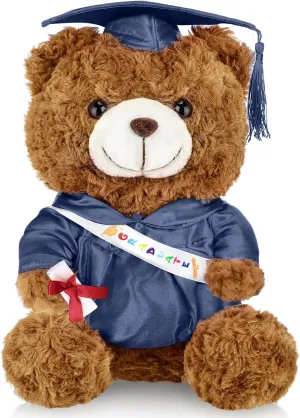 Graduation Bears 2025 Plush Stuffed Animal Bear with Gown Cap Tassel Set Cute Brown Graduate Gifts Stuffed Animal Doll Plush Toy for Graduation Party Supplies(11.8 Inch,Navy Blue)