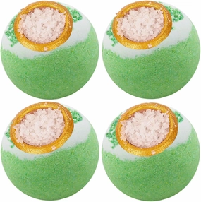 Green Tea Coarse Salt Bath Bombs Balls,4 Pack Gift Set,Moisturizing Dry Skin,Fizzy Spa,Relaxation,Self Care,Relaxing,Bubble Bath Bomb Idea for Men Women