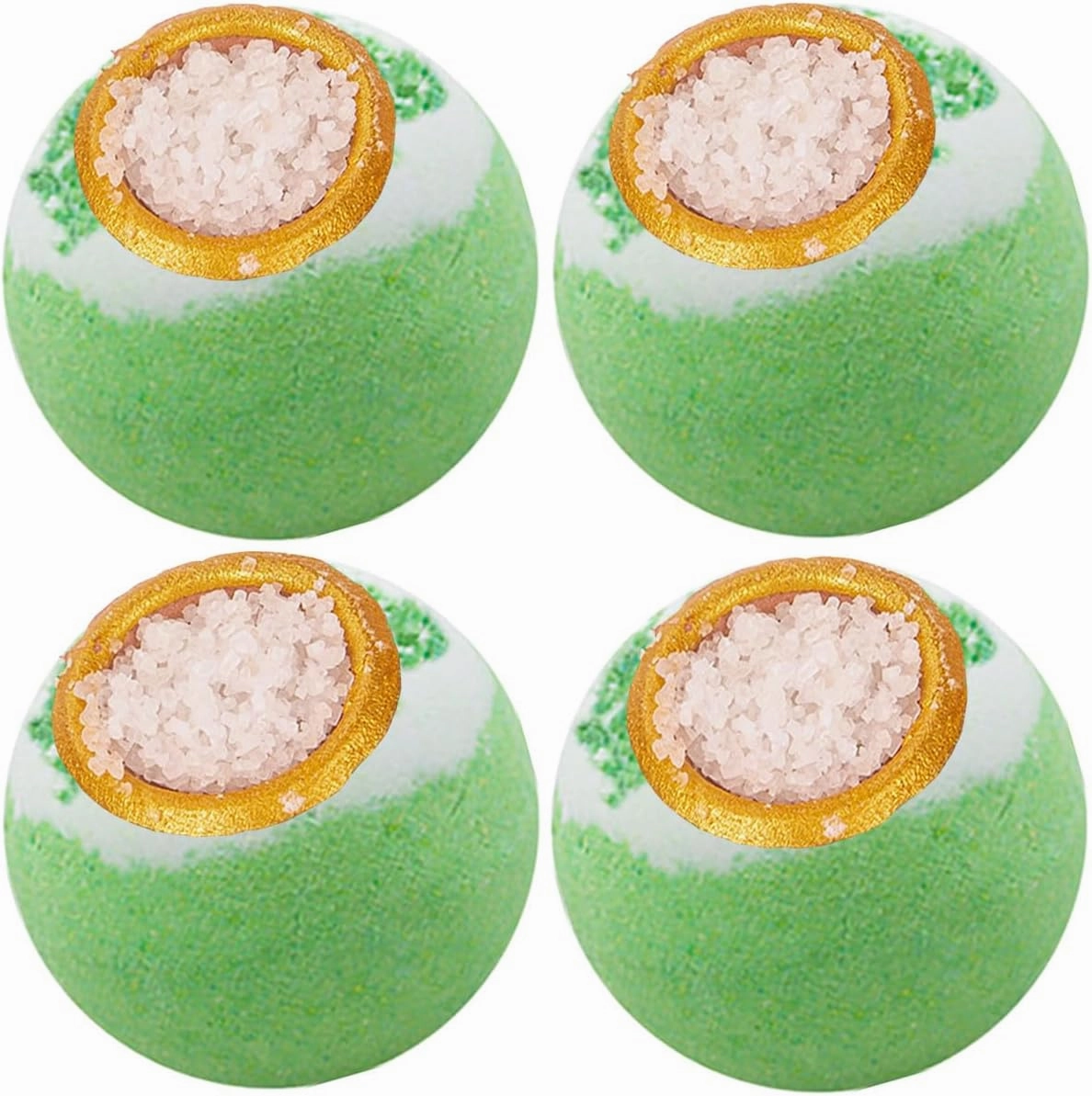 Green Tea Coarse Salt Bath Bombs Balls,4 Pack Gift Set,Moisturizing Dry Skin,Fizzy Spa,Relaxation,Self Care,Relaxing,Bubble Bath Bomb Idea for Men Women