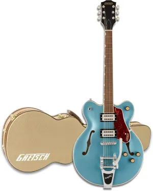 Gretsch G2622T Streamliner Center Block Double-Cut Electric Guitar with Bigsby, Laurel Fingerboard (Arctic Blue) Bundle with Gretsch G2622T Tweed Hard Case (2 Items)