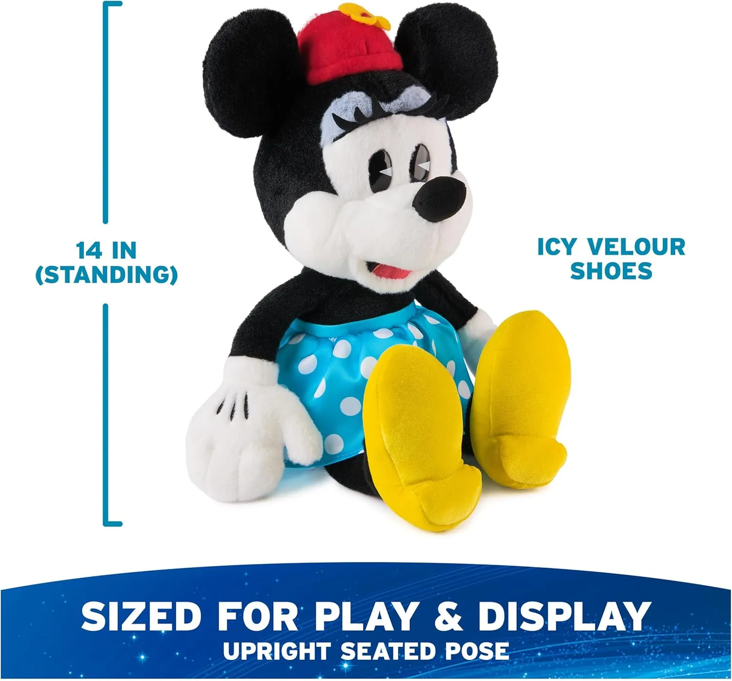 GUND Disney Official Minnie Mouse Classic Plush, Mickey and Friends, Deluxe Collector Stuffed Animal for Ages 1 and Up, Black/White, 14”