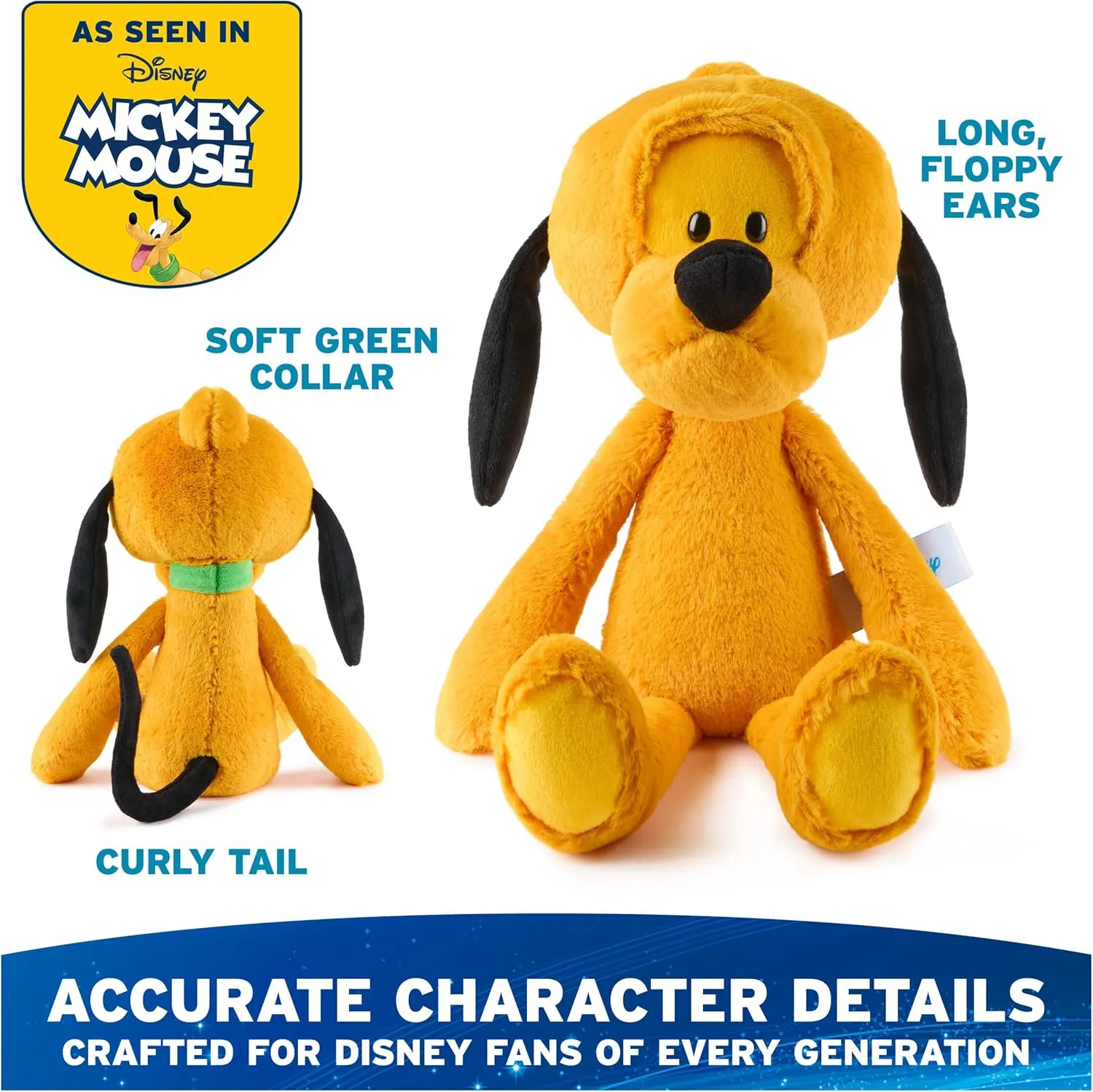 GUND Disney Official Pluto Toothpick Plush, Pluto Dog Stuffed Animal for Ages 1 and Up, Yellow, 15”