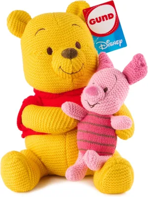 GUND Disney Official Pooh and Piglet Knit Plush, Winnie The Pooh, Stuffed Animal for Ages 1 and Up, Yellow/Pink, 10”