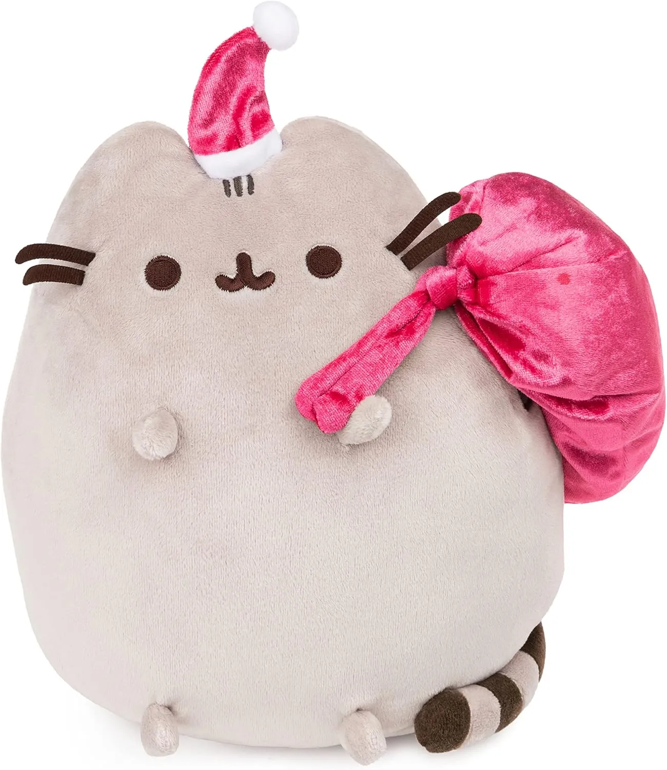 GUND Santa Claws Pusheen Holiday Plush Stuffed Animal Cat, Gray and Pink, 9.5”