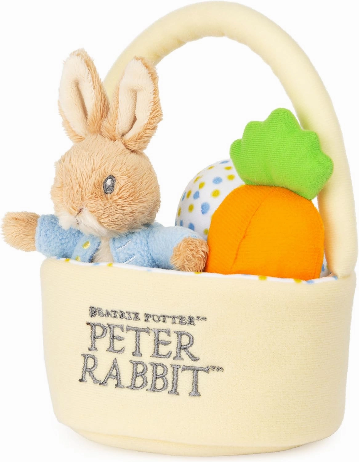 GUND Beatrix Potter Peter Rabbit Easter Basket Sensory Toy Playset, 4-Piece Plush Toy Playset for Ages 1 and Up, 8.5”