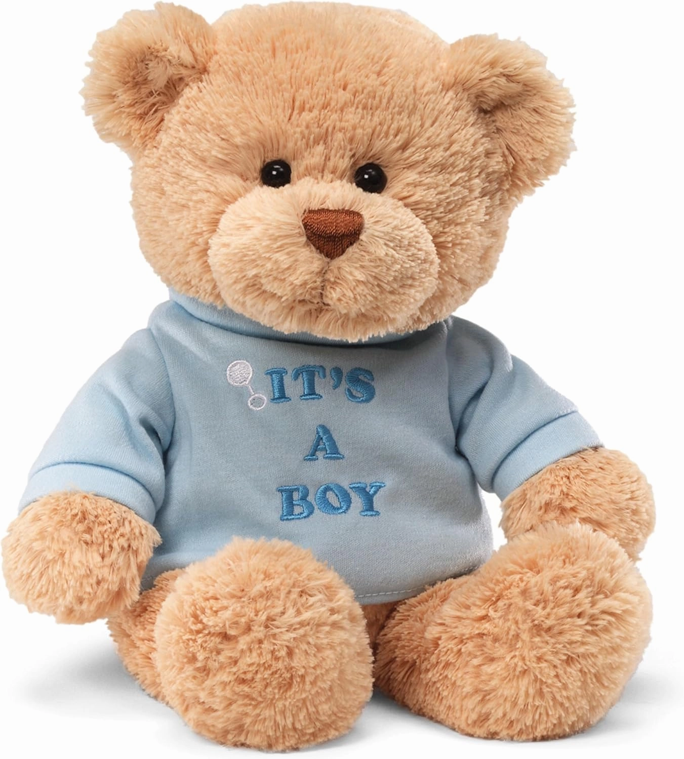 GUND “It’s a Boy” Message Bear with Blue T-Shirt, Teddy Bear Stuffed Animal for Ages 1 and Up, Brown, 12”