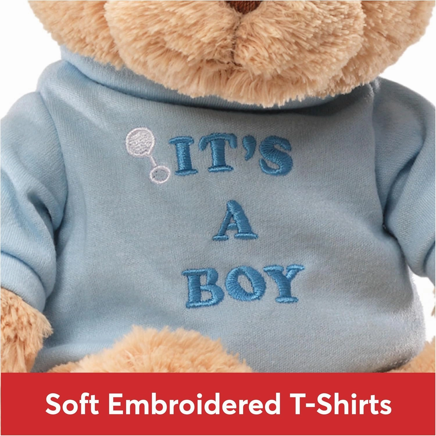 GUND “It’s a Boy” Message Bear with Blue T-Shirt, Teddy Bear Stuffed Animal for Ages 1 and Up, Brown, 12”