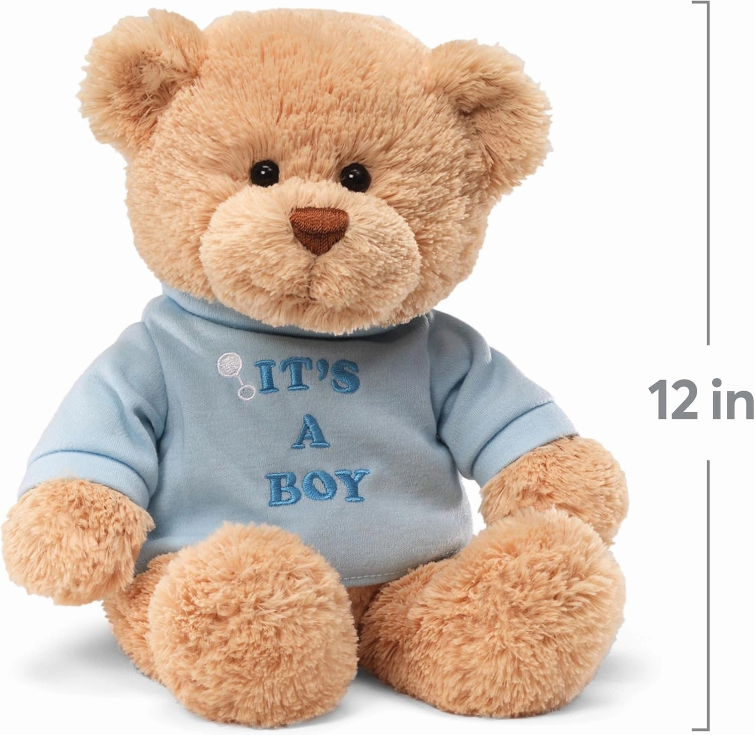 GUND “It’s a Boy” Message Bear with Blue T-Shirt, Teddy Bear Stuffed Animal for Ages 1 and Up, Brown, 12”