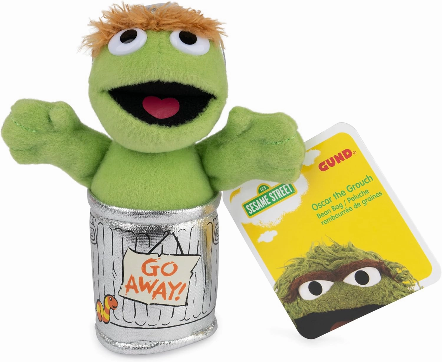 GUND Sesame Street Official Oscar The Grouch Muppet Beanbag, Premium Plush Toy for Ages 1 & Up, Green/Silver, 5”