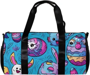 Gym Bag for Women,Small Gym Bag for Men,Bunny Colorful Egg Doodles,Overnight Bag