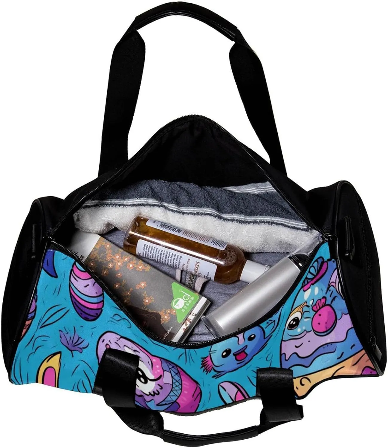 Gym Bag for Women,Small Gym Bag for Men,Bunny Colorful Egg Doodles,Overnight Bag