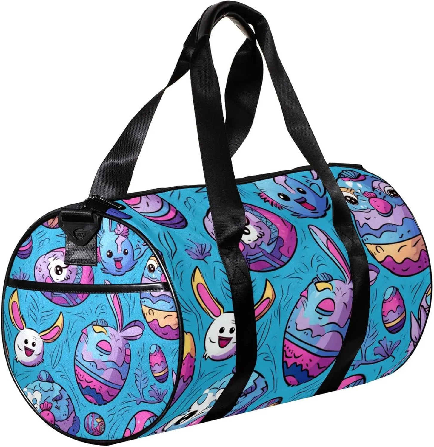 Gym Bag for Women,Small Gym Bag for Men,Bunny Colorful Egg Doodles,Overnight Bag