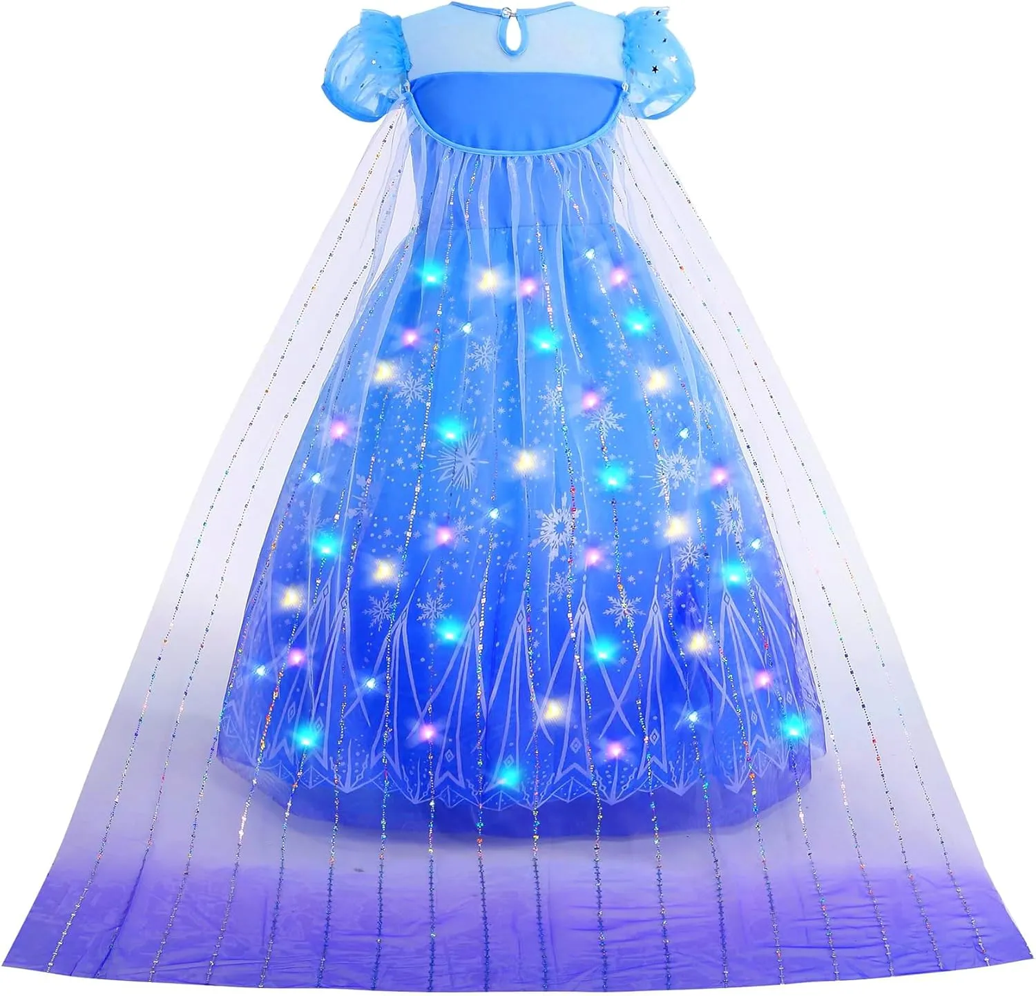 GZ-LAOPAITOU Light Up Princess Dresses for Girls Princess Dress Up Halloween Party Princess Costume with Long Cape