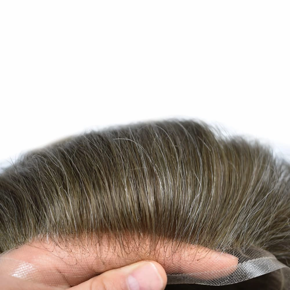 Hair Piece For Men Full French Lace Mens Toupee Human Hair Replacement Systems Bleached Knots Men Toupee Hair Pieces For Men 8x10-100% Light medium density#17R BROWN/BLONDE MIX WARM TONE