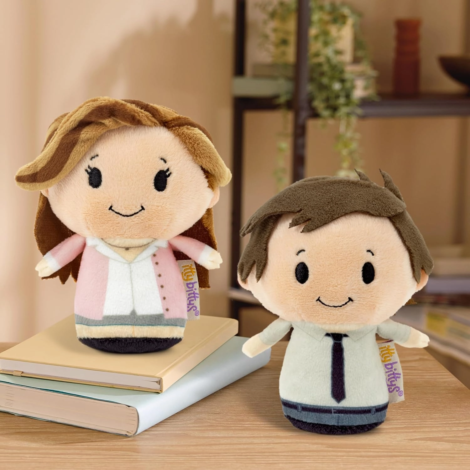 Hallmark itty Bitty The Office Plush Toys (Jim and Pam) Set of 2, 4" Mini Stuffed Animals, The Office TV Show Gifts