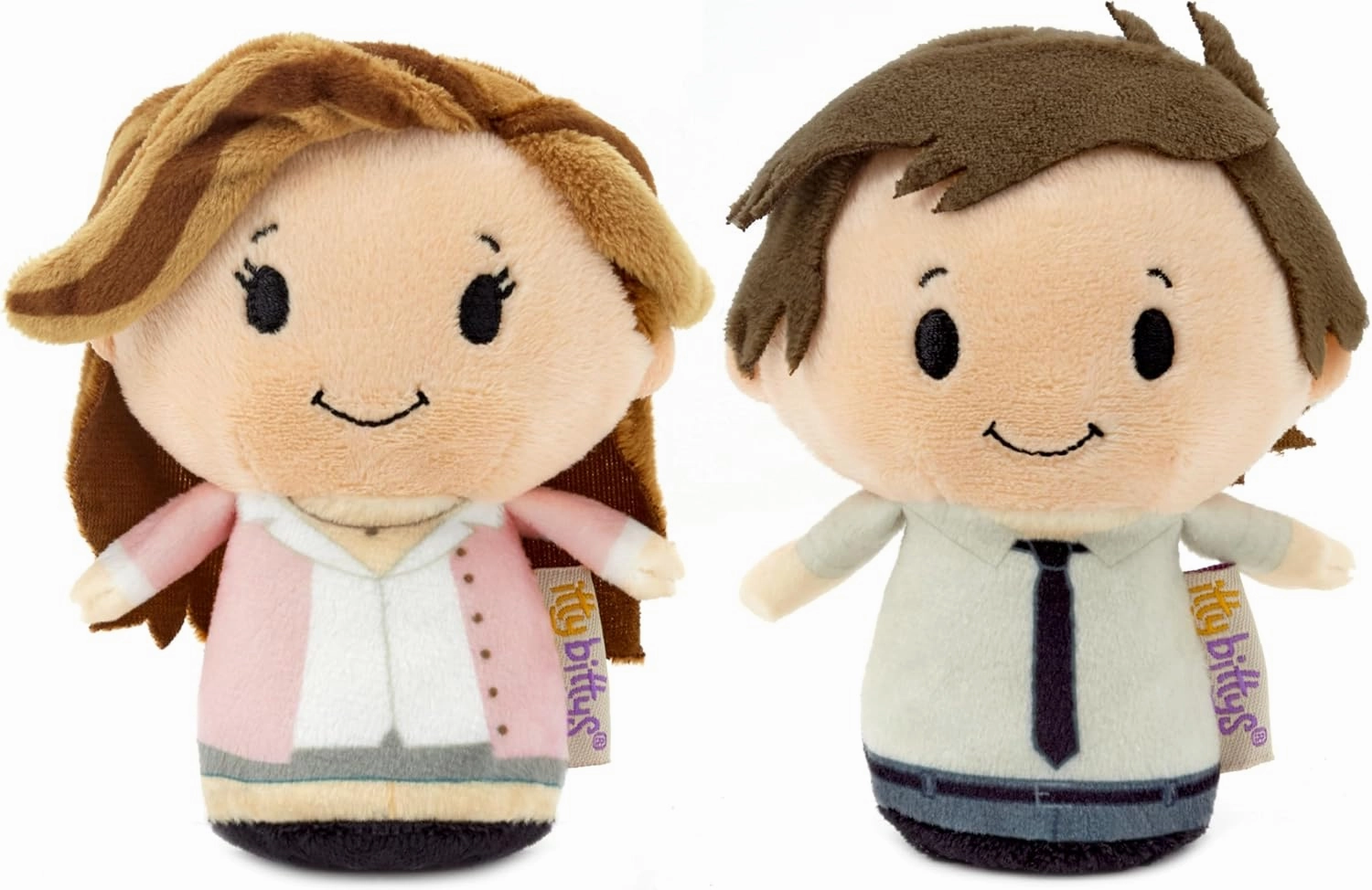 Hallmark itty Bitty The Office Plush Toys (Jim and Pam) Set of 2, 4" Mini Stuffed Animals, The Office TV Show Gifts