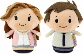 Hallmark itty Bitty The Office Plush Toys (Jim and Pam) Set of 2, 4" Mini Stuffed Animals, The Office TV Show Gifts
