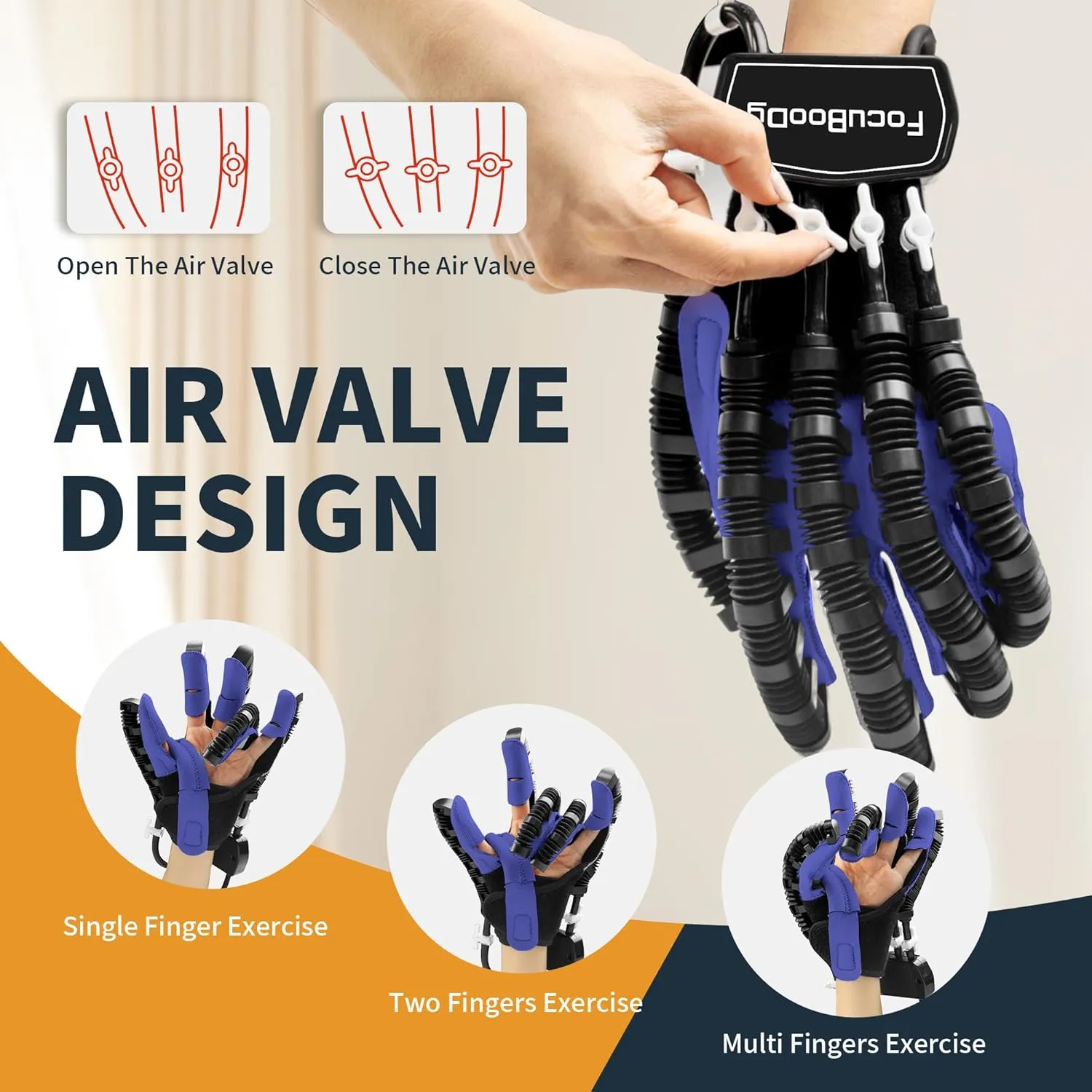 Hand Rehabilitation Robot Gloves Mobility Finger Training Equipment for Hemiplegia Stroke Cerebral Palsy Patient with USB Chargeable (Blue Size Large) Left Hand