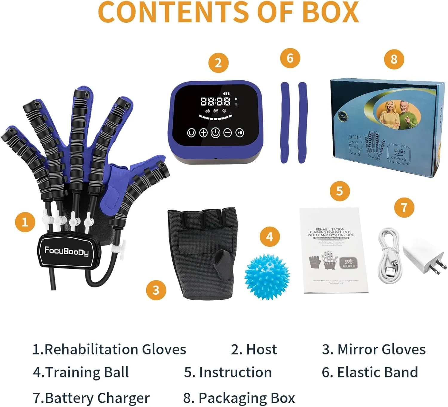 Hand Rehabilitation Robot Gloves Mobility Finger Training Equipment for Hemiplegia Stroke Cerebral Palsy Patient with USB Chargeable (Blue Size Large) Left Hand