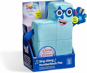 hand2mind Sing-Along Numberblock Five Plush, Music Toys, Numbers for Toddlers, Preschool Learning Math Toys, Light Up Stuffed Animal Plushies, Counting Blocks, Soft Stuffies, Kids Birthday Gifts