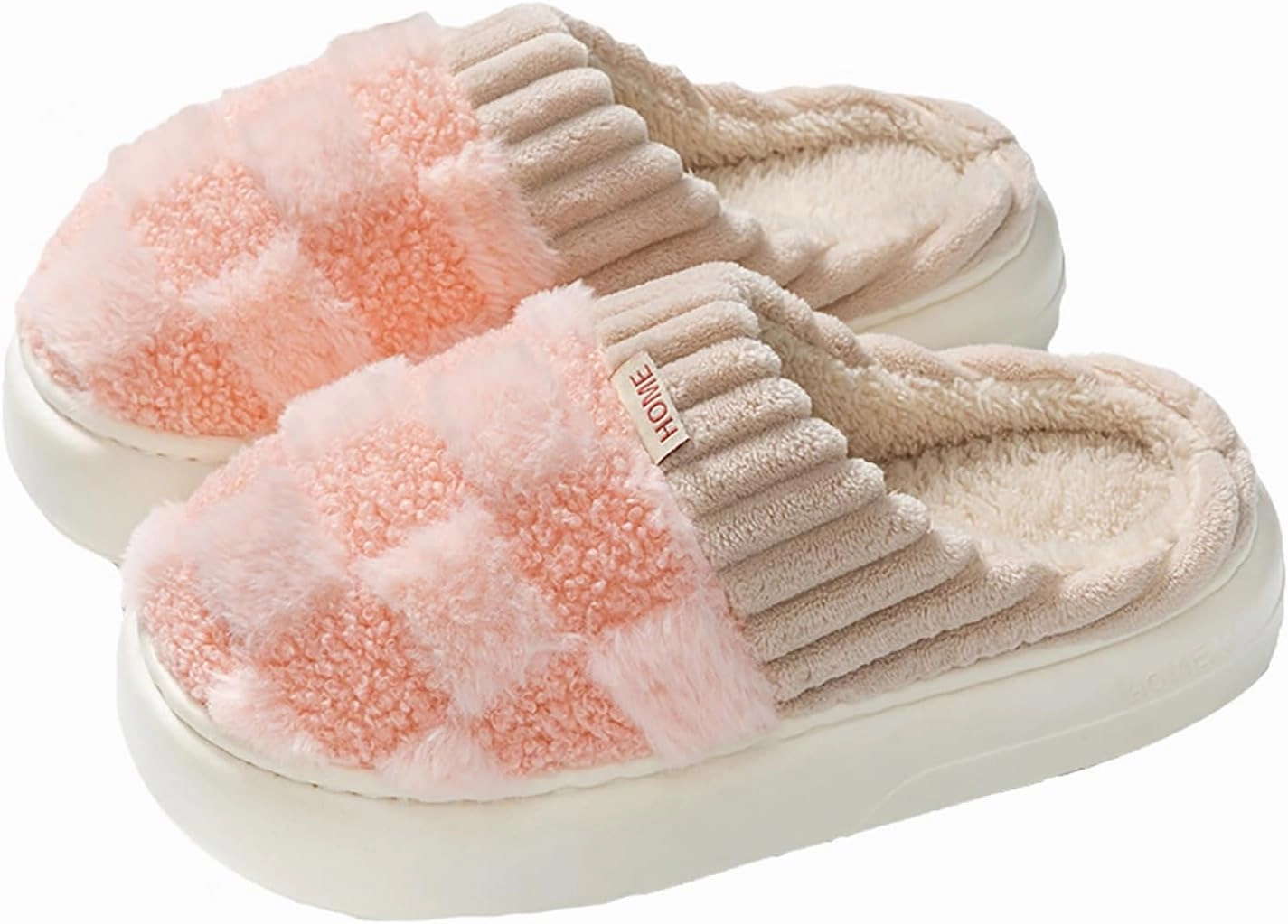 HANDKEI Cute Cartoon Flower Warm and Non slip Women's Winter Home Plush Slippers