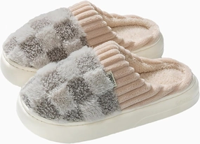 HANDKEI Cute Cartoon Flower Warm and Non slip Women's Winter Home Plush Slippers