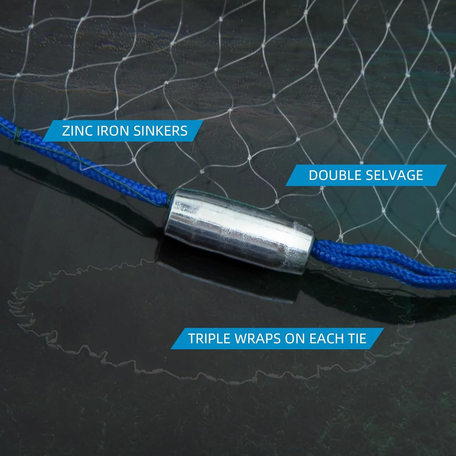 Handmade American Saltwater Fishing Cast Net, BETTER LEADER Fish Net for Bait Trap 3/4/5/6/8 FT Radius with Heavy Duty Zinc Sinker Weights Fishing Net for Freshwater and Saltwater