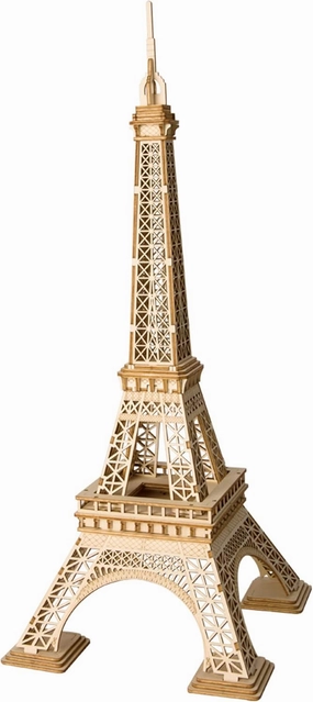 Hands Craft DIY 3D Wooden Puzzle – Eiffel Tower Buildings Laser Cut Assembly Model Kit Brain Teaser Puzzles Educational STEM Toy Adults and Teens to Build Safe and Non-Toxic Premium Wood TG501