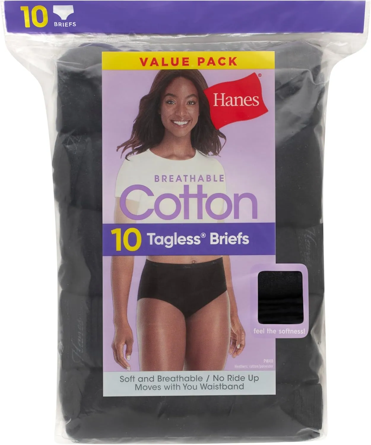Hanes Women's Cotton Brief Value Pack, 10-Pack, Assorted Brief Underwear (Colors May Vary)