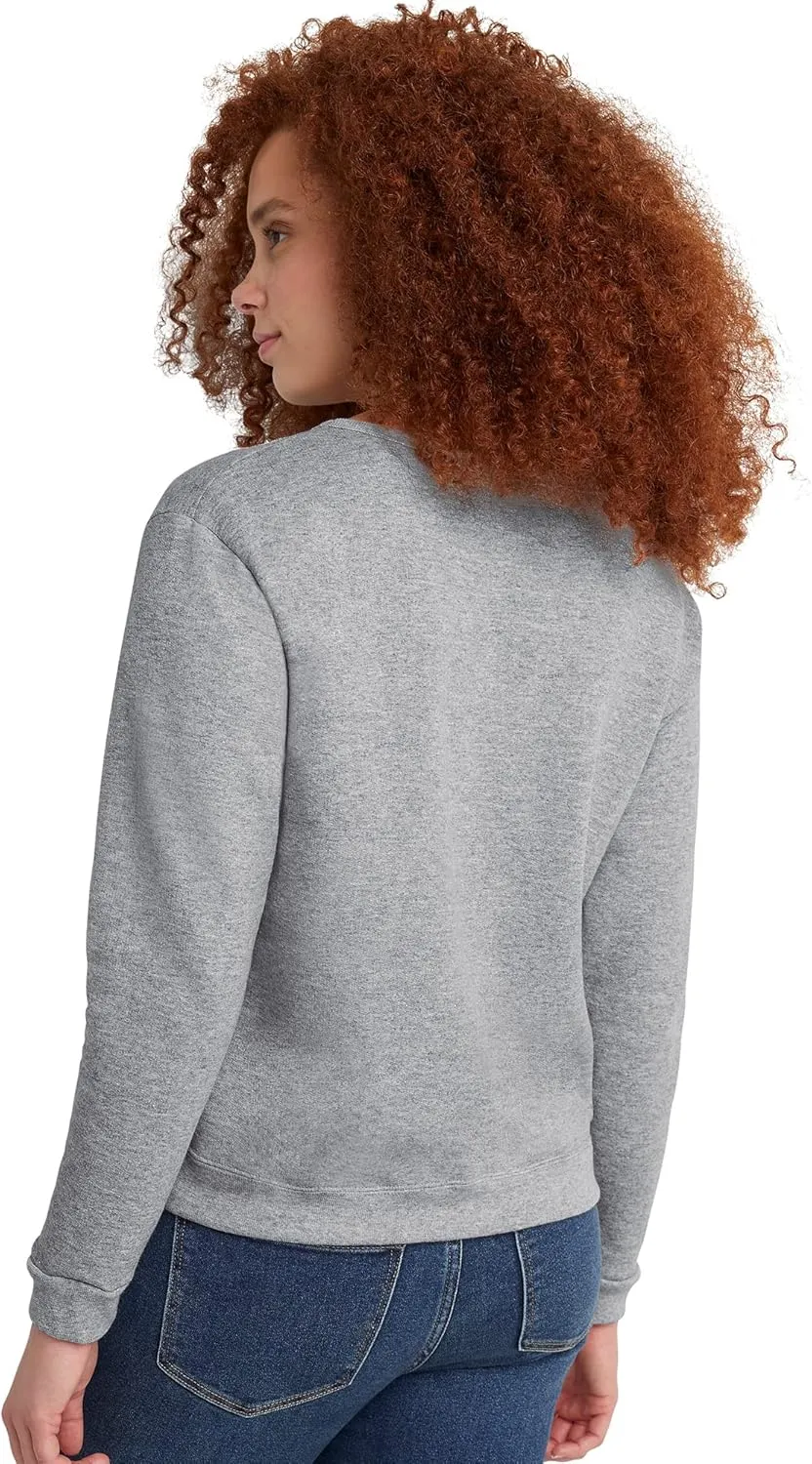 Hanes Women's Ecosmart V-Notch Crewneck Sweatshirt, Fleece Pullover Sweatshirt For Women