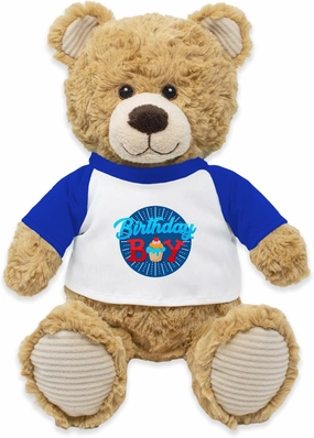 Happy Birthday Boy Teddy Bear Stuffed Animal; Ultra Soft and Cuddly Bear Plush for Kids 3 Years Old to Adults; Child-Safe Embroidered Eyes Wearing Happy Birthday Shirt; (9" Tall Seated)