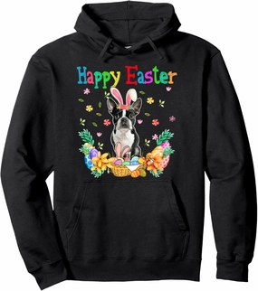 Happy Easter Boston Terrier Bunny Boston Terrier Eggs Pullover Hoodie