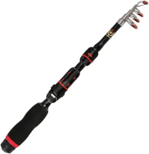 Happyyami Ergonomic Handle Black Mini Fishing Pole Telescopic for Easy Storage 1.5m for Sea and River