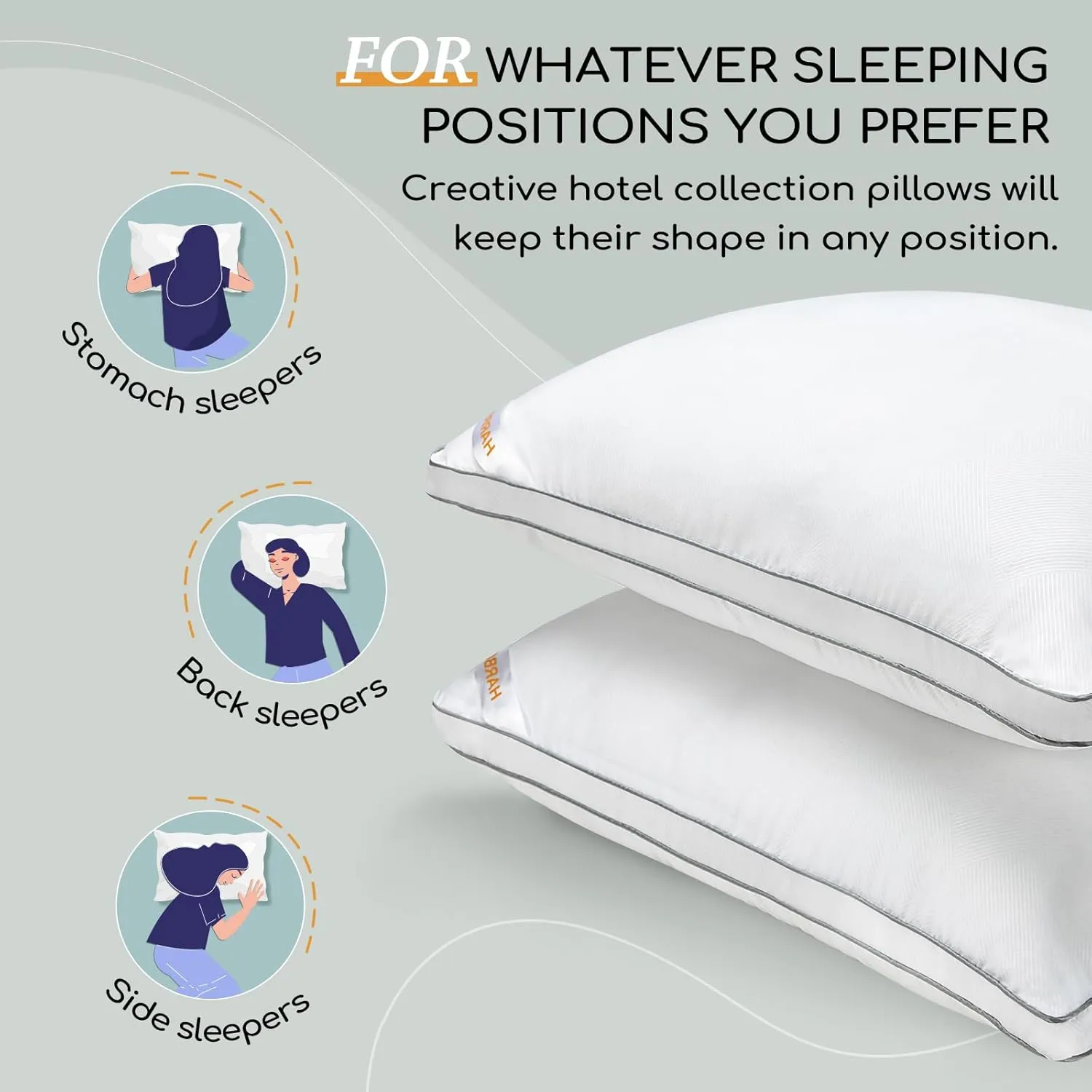HARBOREST Down Alternative Standard Size Pillows Set of 2-20 x 26 Bed Pillows for Sleeping, Hotel Collection Pillows Good for Side and Back Sleeper