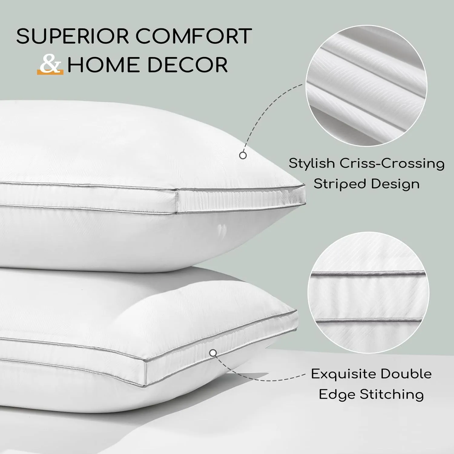 HARBOREST Down Alternative Standard Size Pillows Set of 2-20 x 26 Bed Pillows for Sleeping, Hotel Collection Pillows Good for Side and Back Sleeper