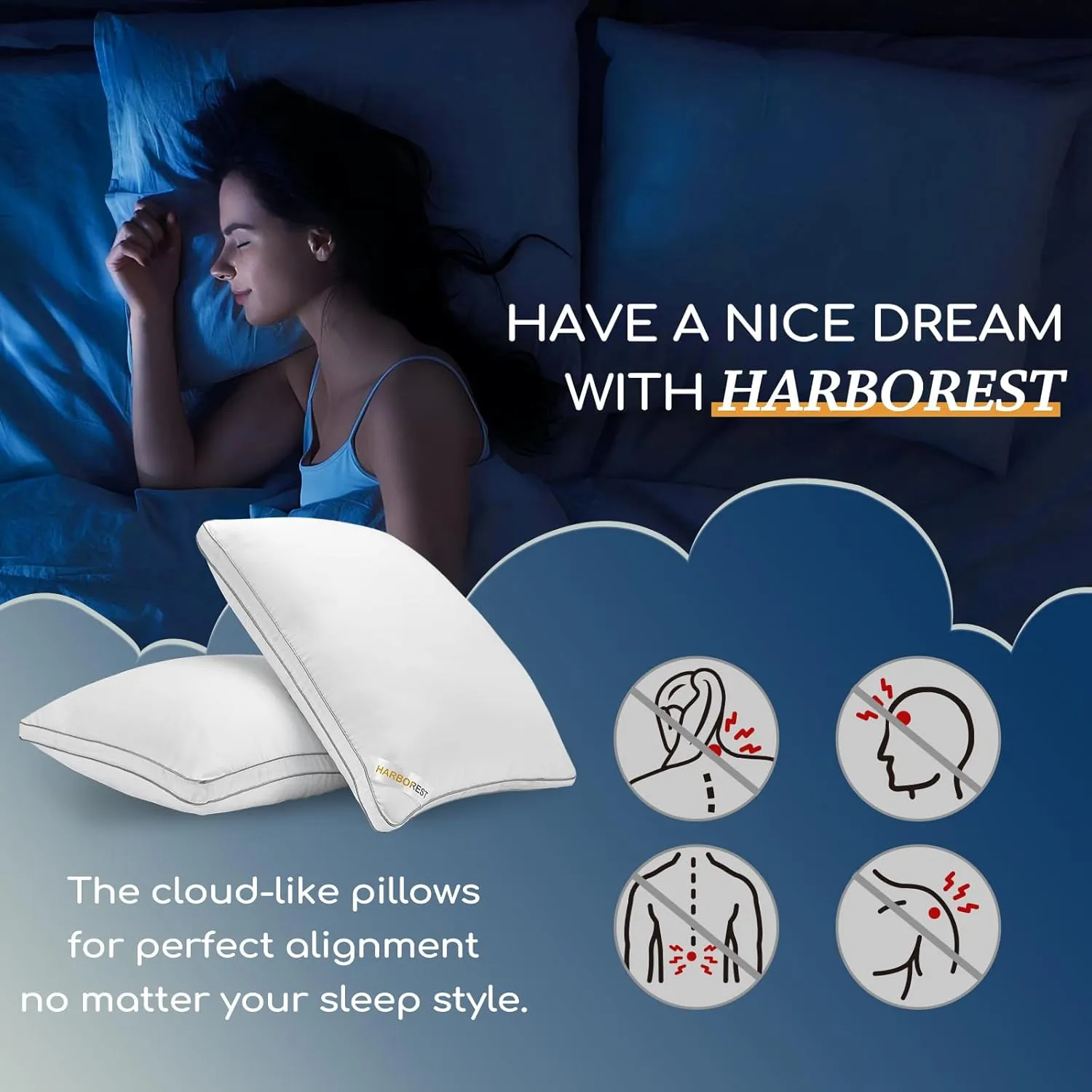 HARBOREST Down Alternative Standard Size Pillows Set of 2-20 x 26 Bed Pillows for Sleeping, Hotel Collection Pillows Good for Side and Back Sleeper