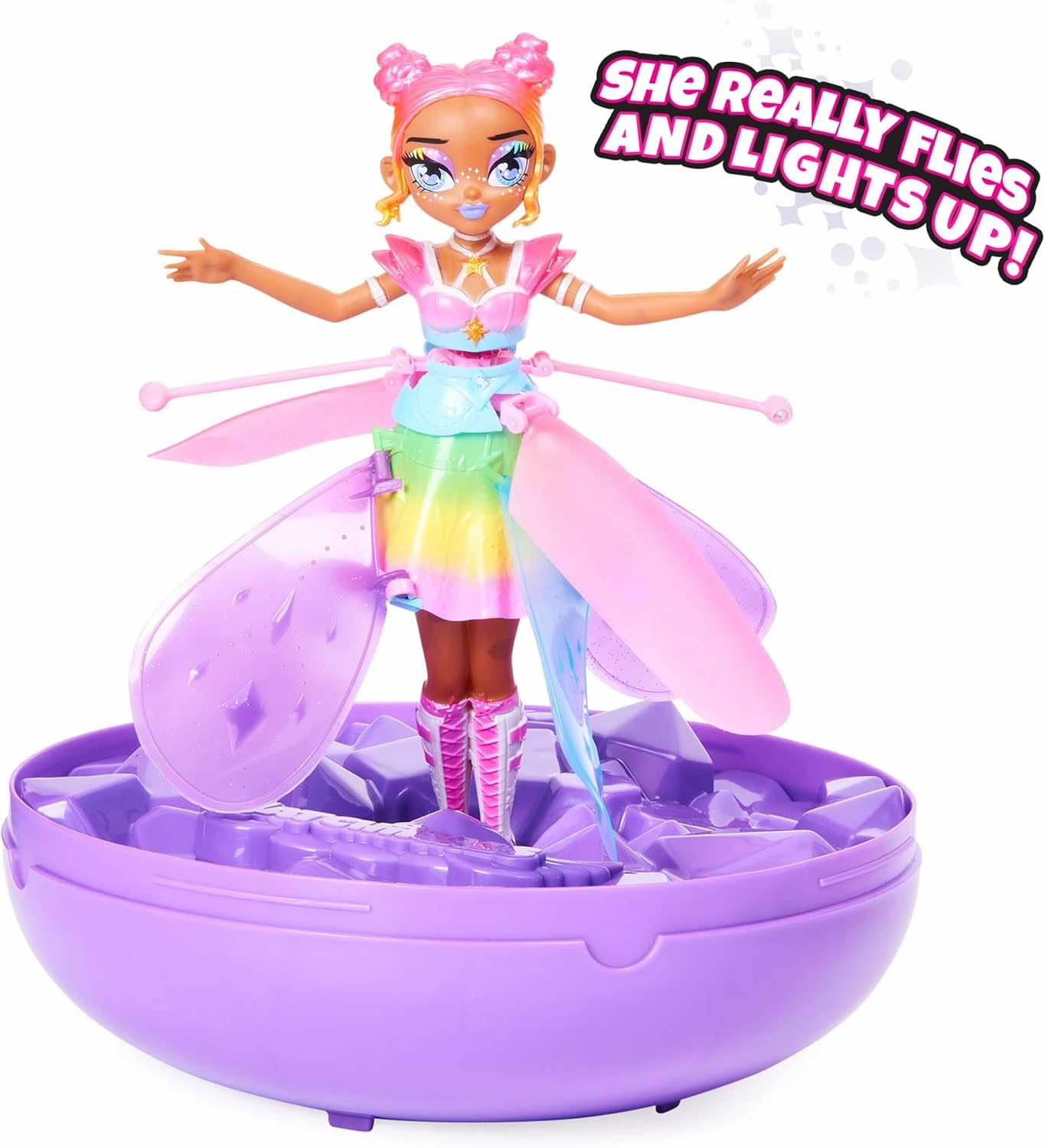 Hatchimals Pixies, Crystal Flyers Rainbow Glitter Idol Magical Flying Toy Doll with Lights, Girls Gifts, Kids Toys for Girls Ages 6 and up