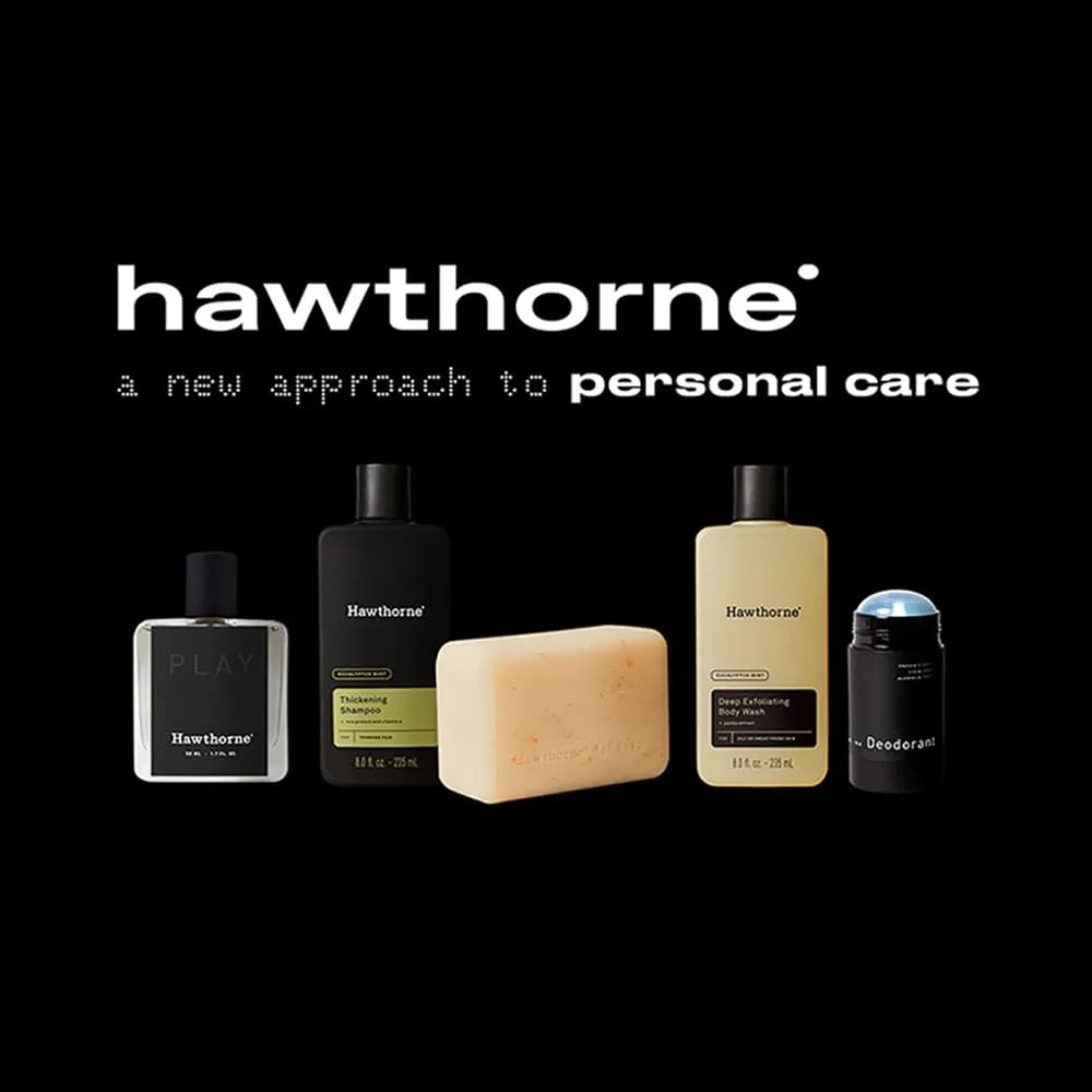 Hawthorne Men's Deep Exfoliating Skincare Set With Charcoal Face Cleanser and Face Lotion. For Normal to Oily Skin. All Natural Ingredients, Paraben Free, Phthalate Free. 4 Fl. Oz. Each.