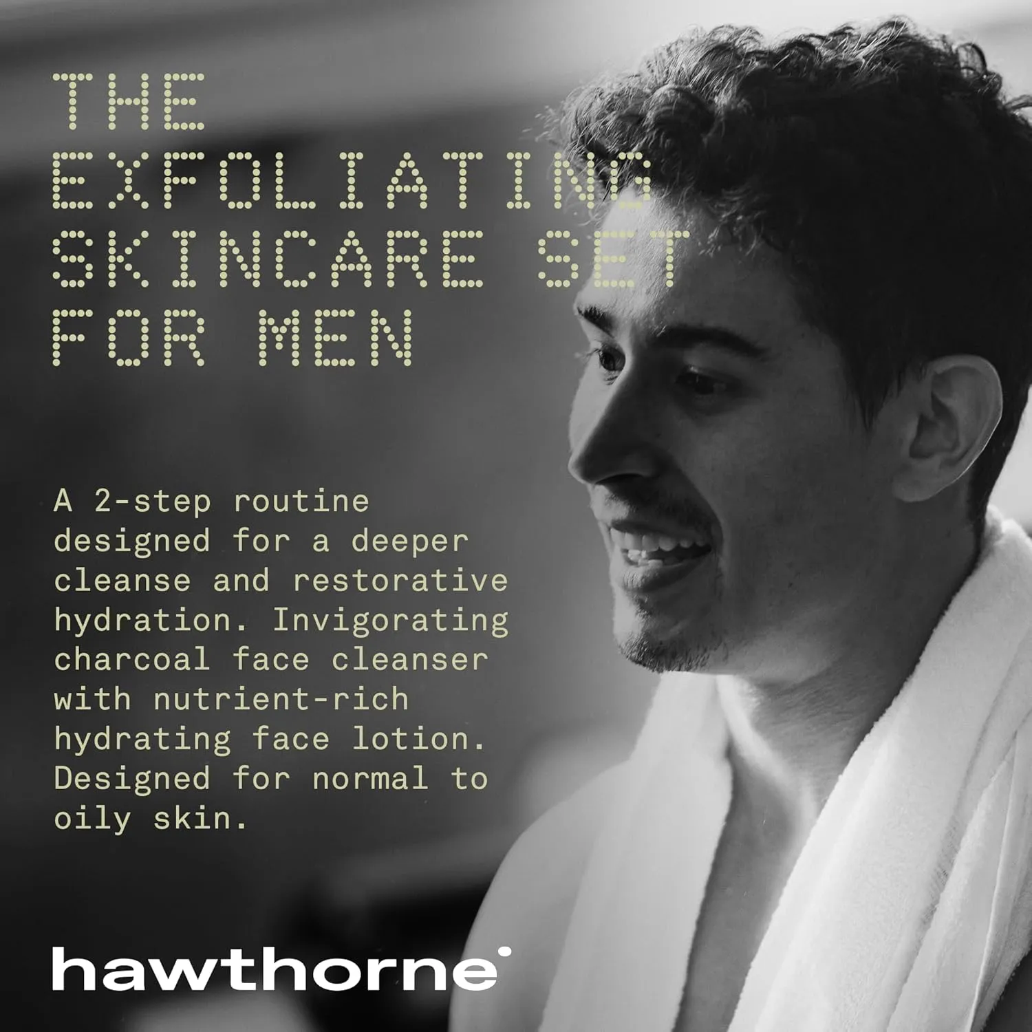 Hawthorne Men's Deep Exfoliating Skincare Set With Charcoal Face Cleanser and Face Lotion. For Normal to Oily Skin. All Natural Ingredients, Paraben Free, Phthalate Free. 4 Fl. Oz. Each.