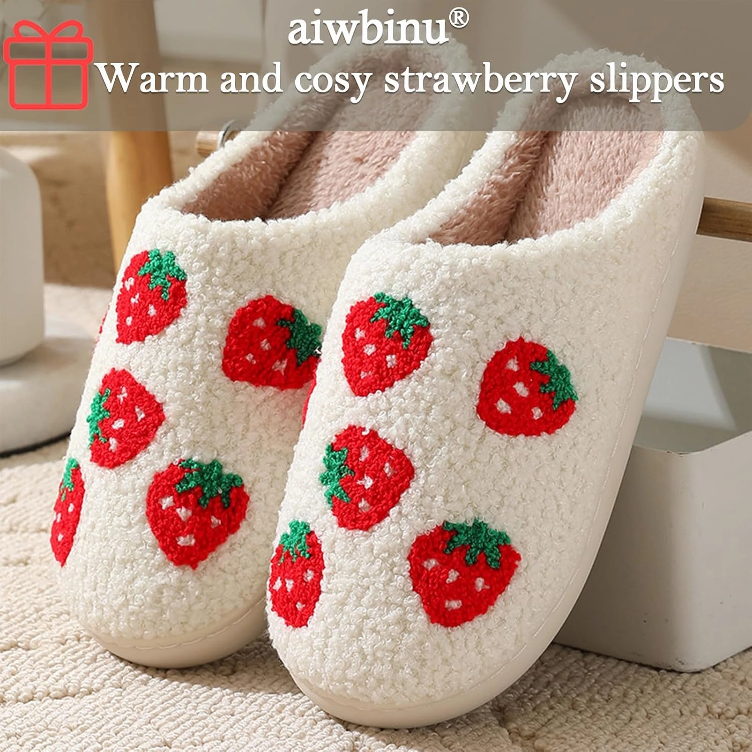 Heart/Happy Face Slippers for Women,Cute Indoor Memory Foam Slip,White Curly Soft Plush,Warm Winter Gift,Prime membership low prices，Mother's Day gift