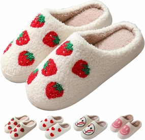 Heart/Happy Face Slippers for Women,Cute Indoor Memory Foam Slip,White Curly Soft Plush,Warm Winter Gift,Prime membership low prices，Mother's Day gift