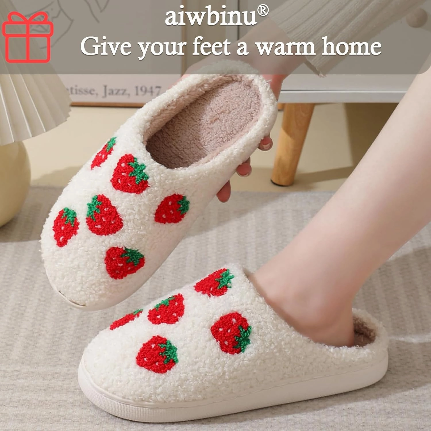 Heart/Happy Face Slippers for Women,Cute Indoor Memory Foam Slip,White Curly Soft Plush,Warm Winter Gift,Prime membership low prices，Mother's Day gift