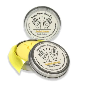 Herbal Lemon Natural Bar Lotion with Beeswax & Shea Butter, 2x (1.15oz) Solid Lotion in Travel Tins, Concentrated - Lotion Set for Women from