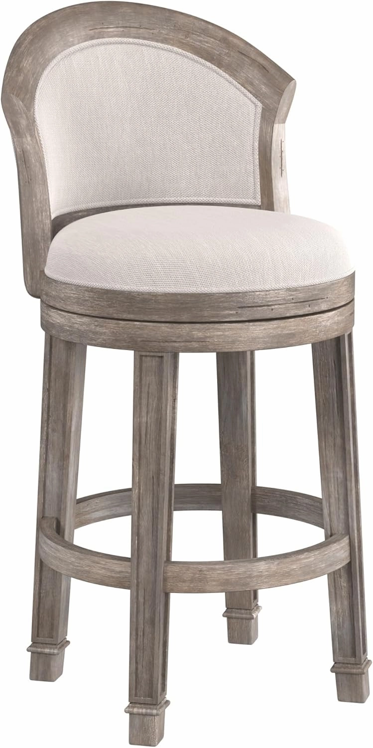 Hillsdale Monae Wood Bar Height Swivel Stool, Distressed Dark Gray