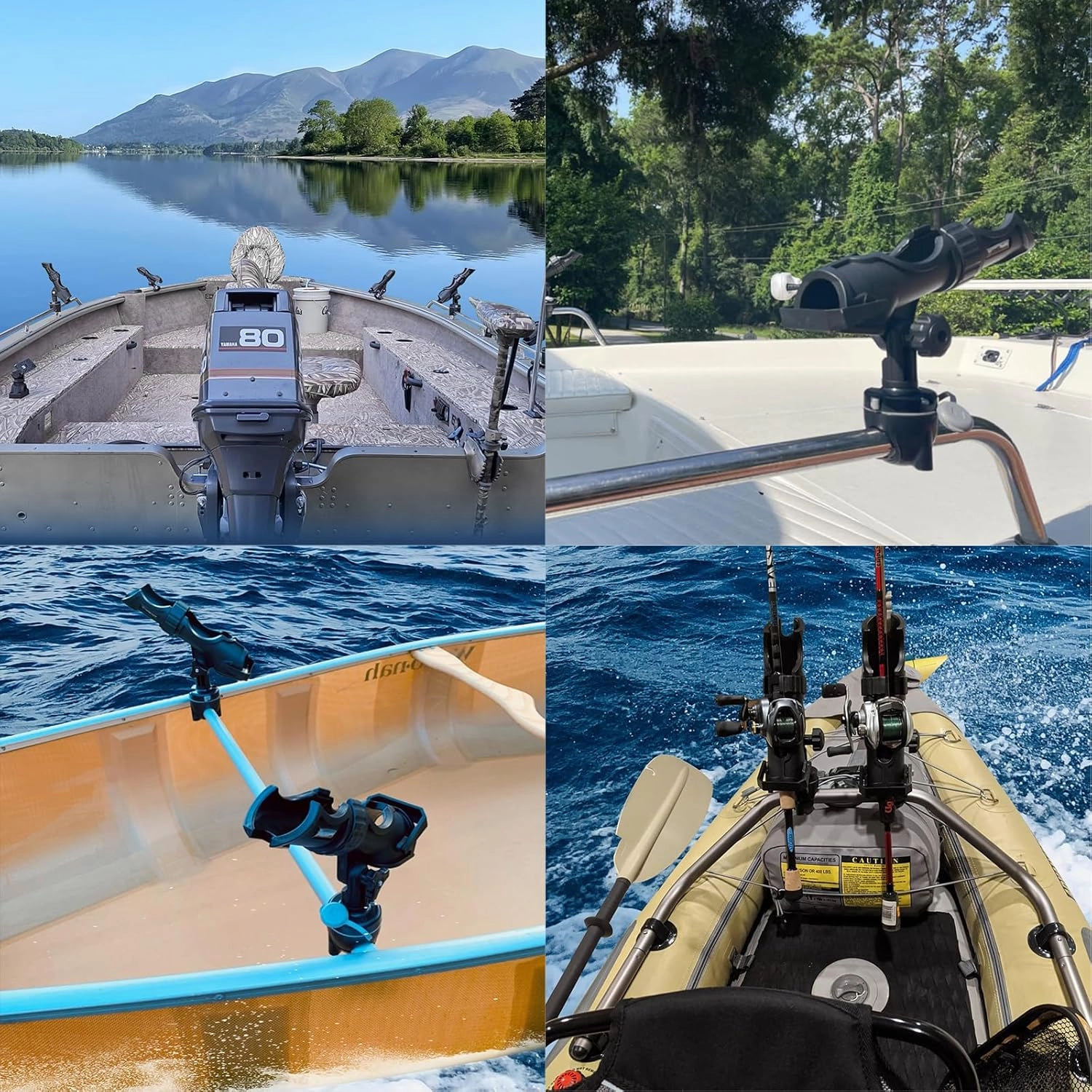 HITORHIKE Fishing Rod Holder Universal Fit Kit Allows for 360-degree Adjustment Kayak Fishing Boat Powerlock Rod Holder