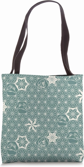 Holland Lop Rabbit Cute Traditional Japanese Pattern - Mint Tote Bag