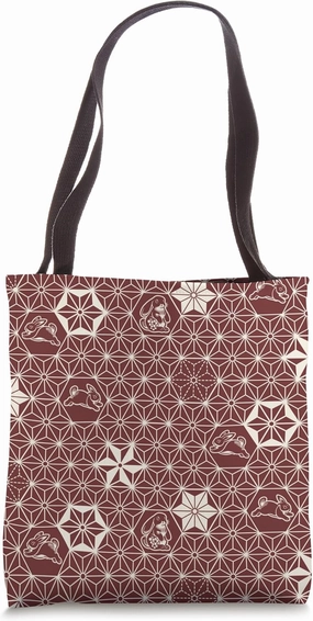 Holland Lop Rabbit Cute Traditional Japanese Pattern - Red Tote Bag